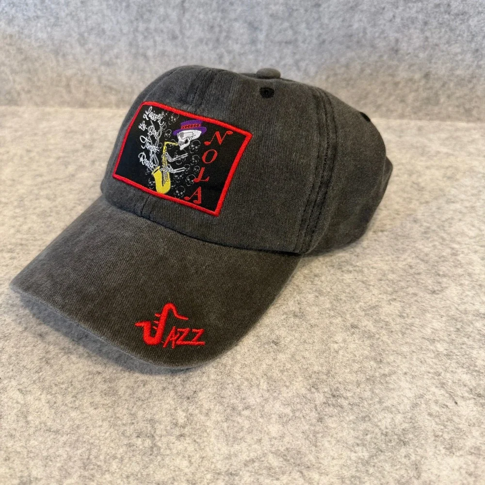 Black/Gray faded wash NOLA Jazz adjustable baseball cap - Adult size
